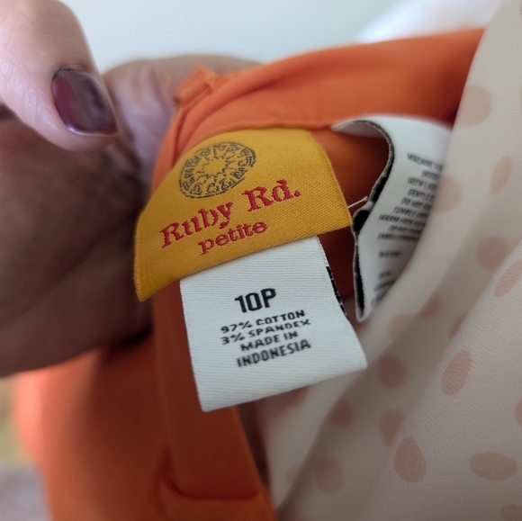 Ruby Rd. Women's Size 10P Orange Pedal Pushers Pants - Picture 9 of 11